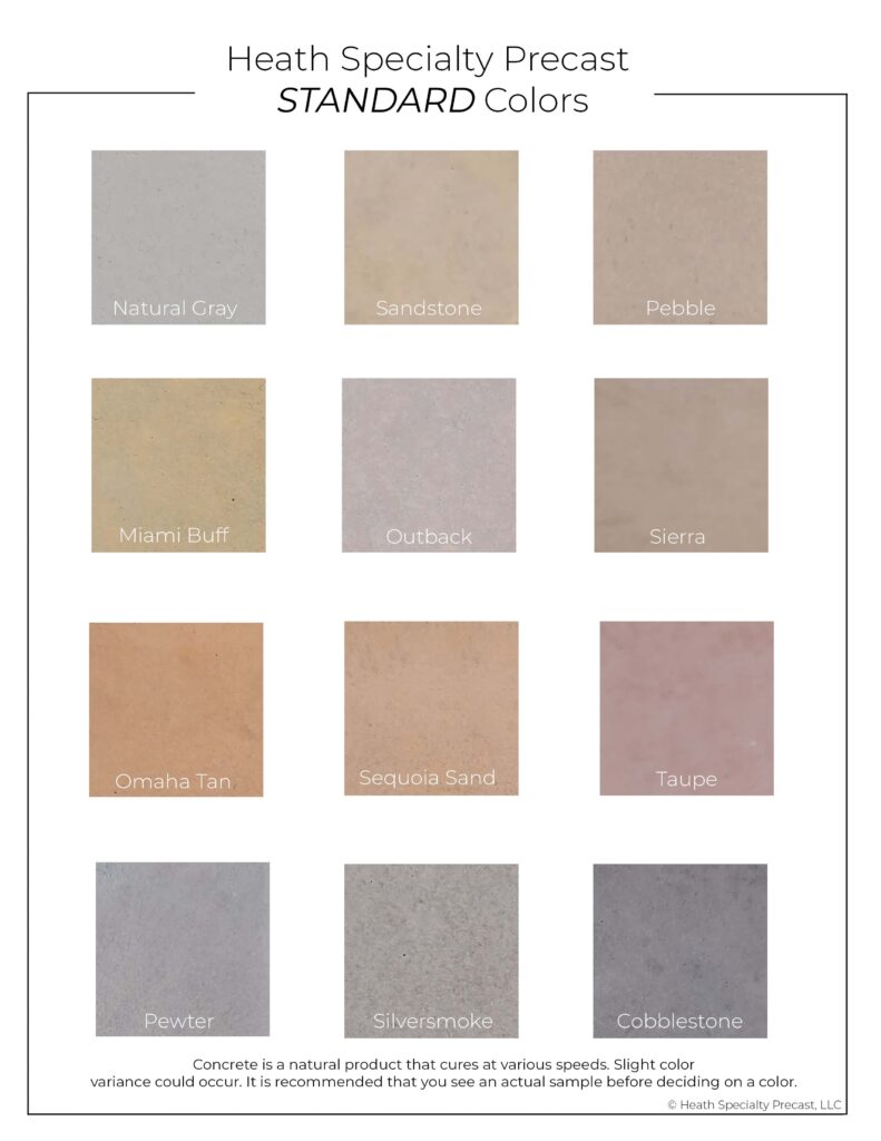 Colors/Finishes | Heath Specialty Precast